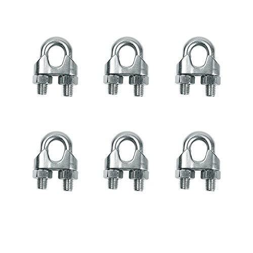 6 Pieces M5 Stainless Steel Wire Rope Cable Clip Clamp 3/16" Wire Rope Cable Clip
