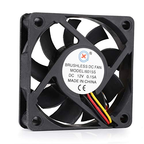 Computer Cooling Fan, DIYhz 2Pcs 606015mm Silent Cooling Fan with 3 Wires for Computer Cases and CPU Coolers DC 12V 0.15A