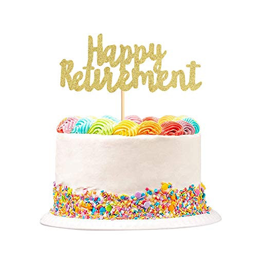 Keaziu Gold Happy Retirement Cake Topper Party Cake Decoration Supplies Retirement Party Supplies decor
