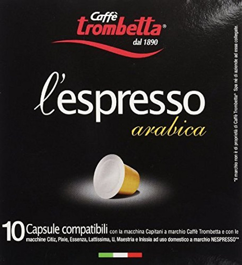 Trombetta Nespresso Italian Coffee - 10 Capsules  L espresso Arabica inch Instant Espresso Coffee Arabica - Compatible Nespresso Espresso Coffee Pods