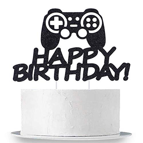 Video Game Cake Topper Game Controller Happy Birthday Cake Decorations for Boys Video Game Party