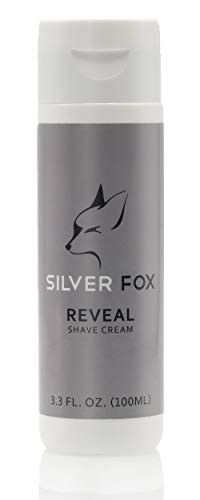 SilverFox Mens Reveal Shaving Cream with Aloe and Shea Butter for Sensitive Skin Vegan Shave Lather for Face and Neck 3.3fl oz 100ml