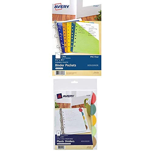 Avery Mini Binder Pockets Assorted Colors plus  Avery Style Edge Insertable Plastic Dividers