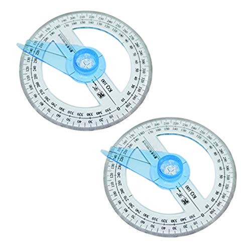 NUOBESTY 2pcs Circle Protractor 360 Degree Protractor Ruler Math Geometry Tools for School Classroom Office Drafting Measuring Supplies