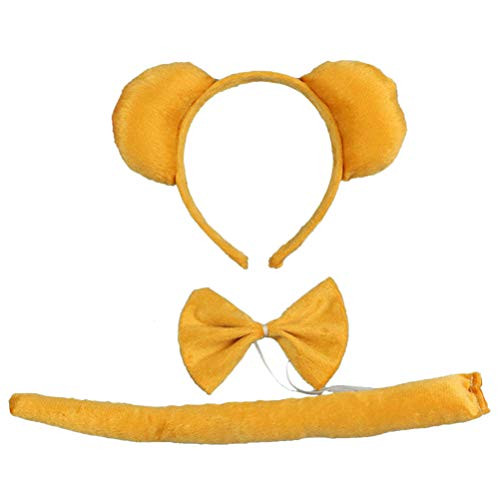 NUOBESTY Animal Ears Headband Tie and Tails Animal Cosplay Costume Birthday Carnival Party Accessory for Kids and Adult 3pcs Brown