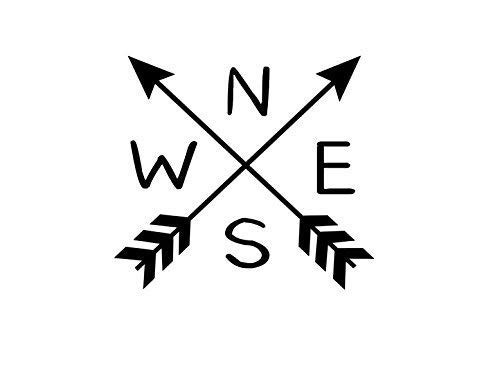 Arrow Compass Wall Decal Compass Arrow Vinyl Compass Rose Decal NESW Decal Compass Car Decal North East South West Arrow Wall Decor