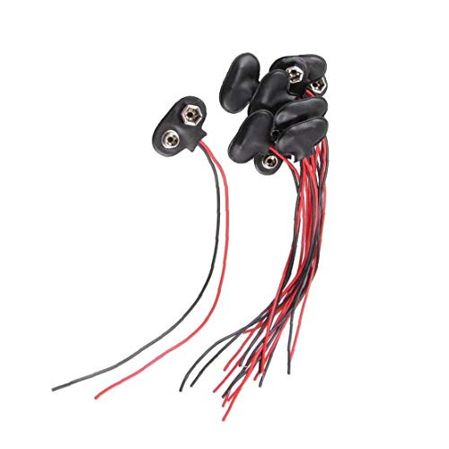 T Type Battery Clip Battery Snap Connector Battery Clips Connector Buckle with Leather 15cm 9V 10pcs