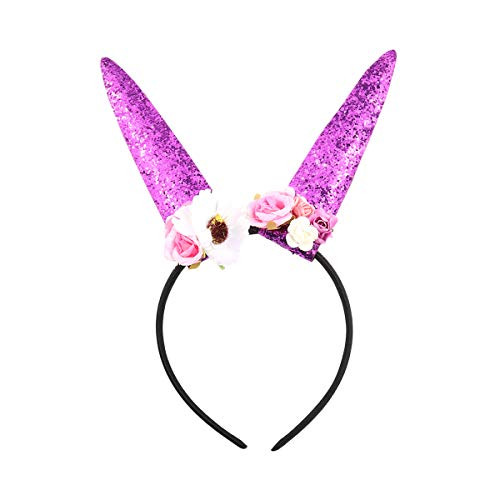 Frcolor Bunny Ears Headband Sweet Sequin Bunny Rabbit Ear Hair Band for Halloween Party Cosplay Costume Accessory  Purple