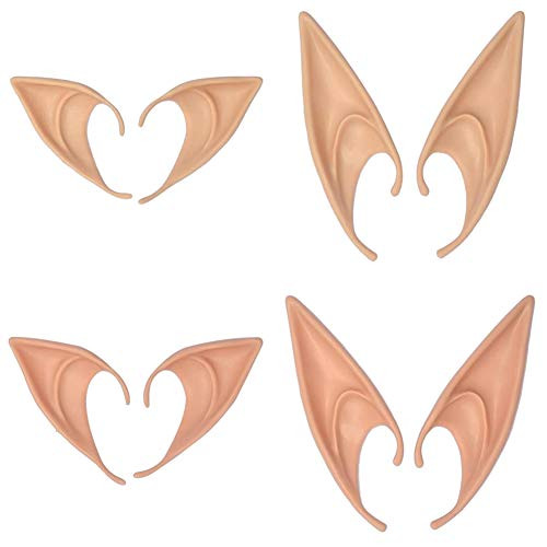 YUIOP 2 Pairs Cosplay Fairy Pixie Elf Ears Elven Ears Dress Up Costume Soft Pointed Goblin Ears Cosplay Halloween Party Props Pointed Prosthetic Tips