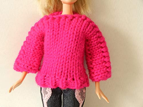 Fuchsia Doll Sweater fits Barbie Sparkle Girlz and other 11 inch fashion dolls.