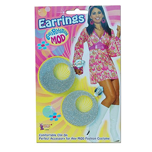 Forum Novelties Silver Mod Glitter Ear Rings