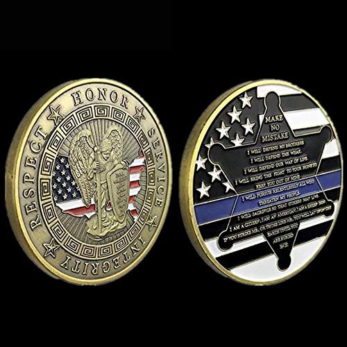 Strugglejewelry Thin Blue Line St. Michael Police Officers Challenge Coin Motto Commemorative Law Enforcement