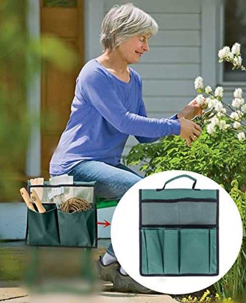 COCO Garden Kneeler Tool Bag Stool Pouch Seat Storage Tote Hanging Organizer 600D Waterproof Portable for Outdoor Gardening 12  x 13   Green NOT Include Kneeler