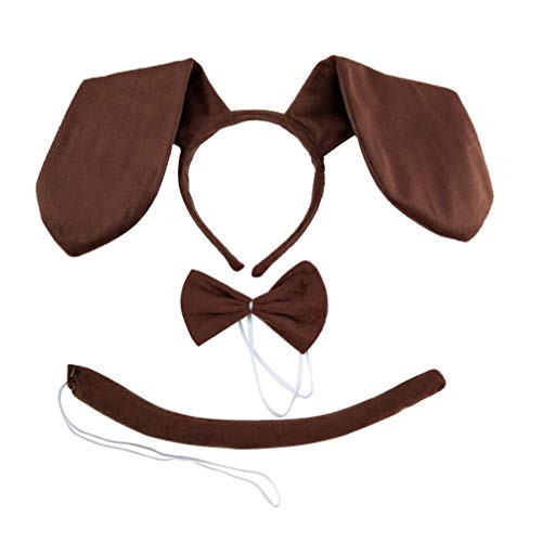 STOBOK Kids Animal Headband Bowtie Tail Kit Dog Ears Headband Puppy Role Playing Performance Props for Cosplay Party Costume Accessories Coffee