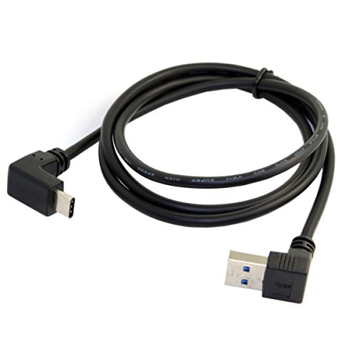 Cablecc USB 3.1 USB-C Reversible Angled to 90 Degree Up Angled A Male Data Cable for Tablet Phone