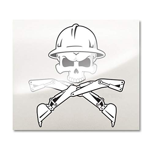 Excavator Skull Crossbones Backhoe Excavation Decal Sticker