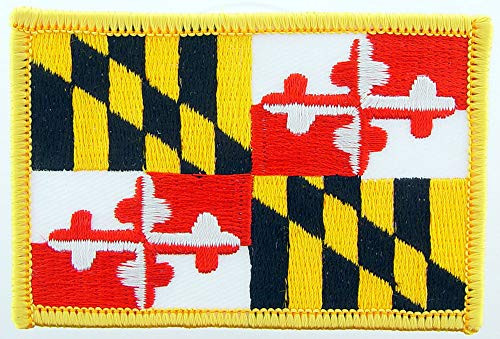 Maryland State Flag Embroidered Patch with Iron-On Adhesive  Rectangle - State Flag