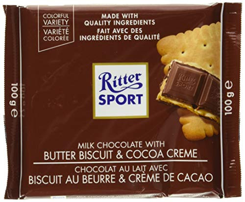 Ritter Sport Milk Chocolate with Butter Biscuit Bar 3.5 Ounce