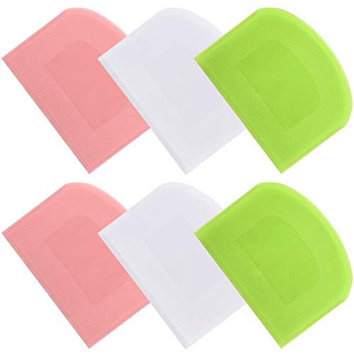 6 Pieces Plastic Dough Scraper Bowl Scraper Multicolored Dough Cutter Cake Scraper Smoother for Kitchen Cooking Cake Fondant Bread Dough Making