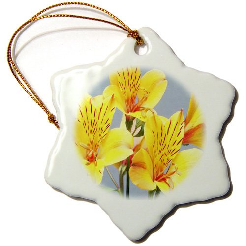 3dRose orn_59776_1 Orange and Yellow Tiger Lillies-Snowflake Ornament, 3-Inch, Porcelain