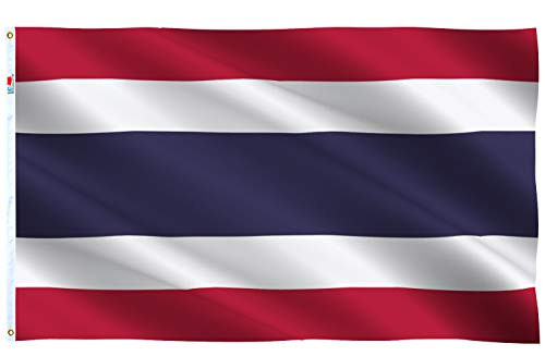 rhungift Thailand Flag Large 3x5 Ft Moderate-Outdoor Both Sides 100D PolyesterCanvas Header and Double Stitched - Brass Grommets for Easy Display 3 x 5 Thai Flags
