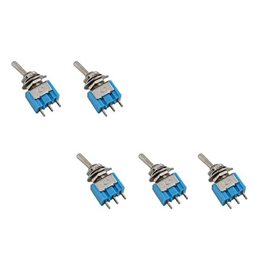 URBEST5 Pcs AC 125V 6A 2 Position On On SPDT 3 Pins Single Pole Double Throw Mini Toggle Switch