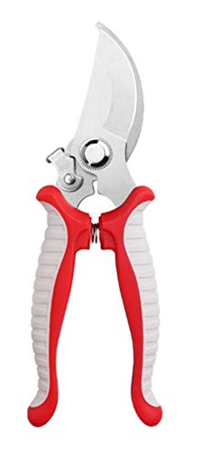 Vabogu Gardening Hand Cutters Garden Pruning Shears Trimming Scissors Garden Clippers Ratchet Shears Secateurs for Plants Clippers Gardener Shears Red