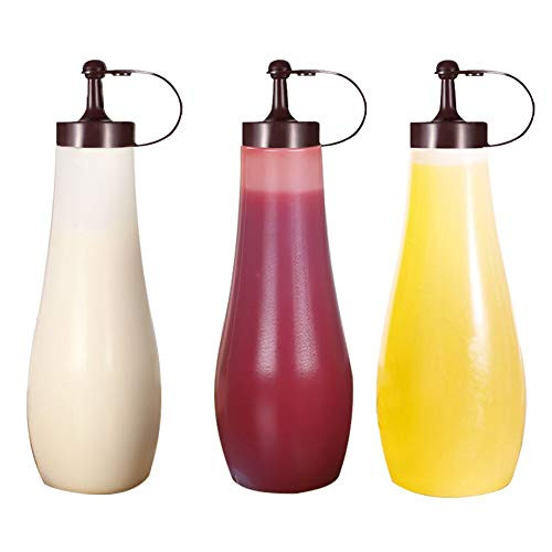 FEOOWV Plastic Squeeze Bottles with Lids Kitchen Squeeze Bottle for BBQ Sauce Condiments Salad Dressings and Ketchup  Set of 3Pcs 12oz 360ml