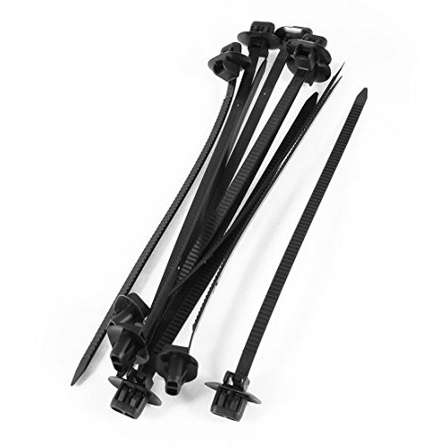 Uxcell Nylon Auto Car Push Mount Wire Cable Tie, 188mm x 5mm, 10 Pcs, Black