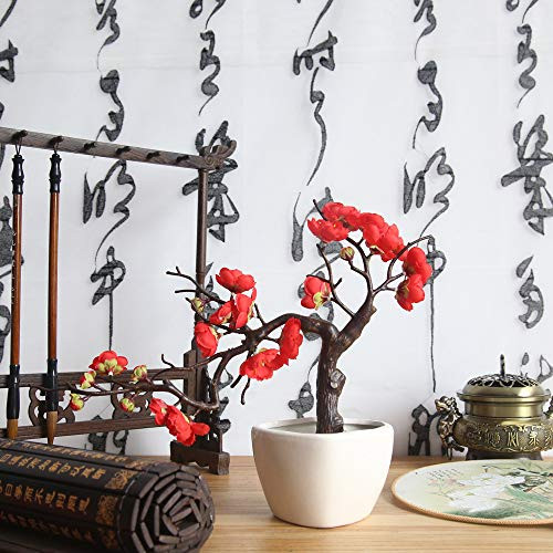Alisy Plum Blossom Artificial Flowers Silk Fake Flowers Floral for Home Bridal Wedding Bouquet Party Decor
