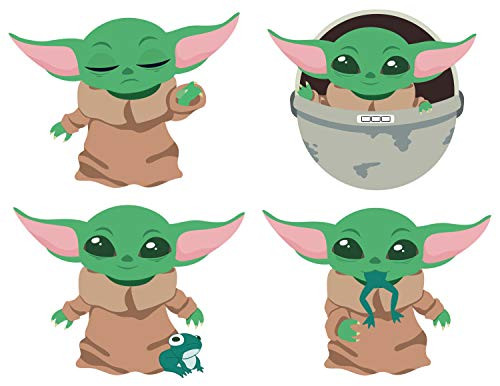 Big Huge Baby Yoda Stickers Artwork - Star Wars Stickers Artwork - 4 Different Designs - Pack of 4 Stickers
