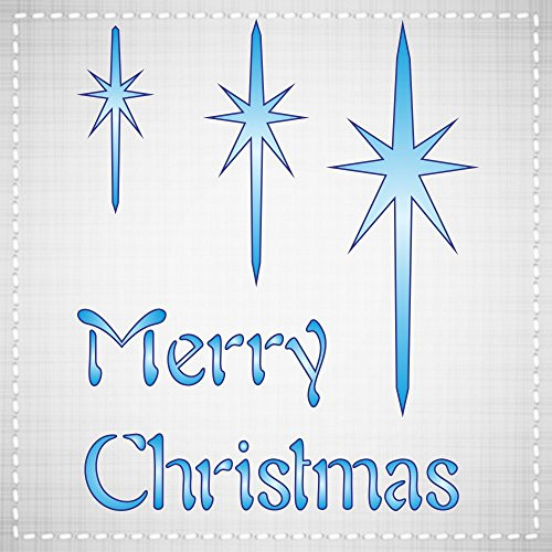 CHRISTMAS STARS STENCIL (size: 3.25"w x 4"h) Reusable Stencils for Painting - Best Quality CHRISTMAS CARD Ideas - Use for SCRAPBOOKING, Walls, Floors, Fabrics, Glass, Wood, Cards, and More