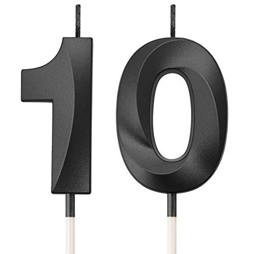 10th Birthday Candles Cake Numeral Candles Happy Birthday Cake Topper Decoration for Birthday Party Wedding Anniversary Celebration Supplies Black 10th Birthday Candles Cake Numeral Candles Happy Birthday Cake Topper Decoration for Birthday Party Wedding Anniversary Celebration Supplies Black