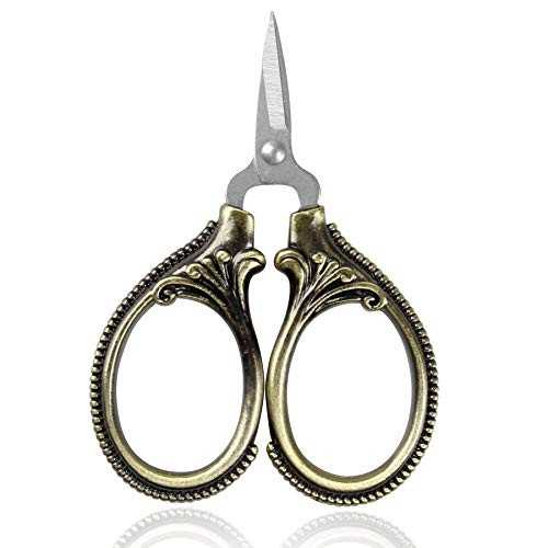 BIHRTC Mini Scissors Thread Scissors Embroidery Scissors Sharp Stainless Steel Tip Scissors for Manual Sewing Handicraft DIY Tool Arlt Work Needlepoint Crochet Bronze Scissors