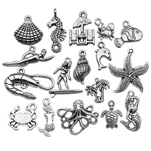 WOCRAFT 50pcs Wholesale Bulk Lots Marine Life Seashell Beach Charms for Jewelry Making Mixed Smooth Tibetan Silver Metal Charms Pendants DIY for Jewelry Making Necklace Bracelet and Crafting  M355 WOCRAFT 50pcs Wholesale Bulk Lots Marine Life Seashell Beach Charms for Jewelry Making Mixed Smooth Tibetan Silver Metal Charms Pendants DIY for Jewelry Making Necklace Bracelet and Crafting  M355