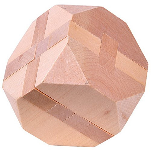 KINGOU Wooden Tetrakaidecahedron Lock Logic Puzzle Burr Puzzles Brain Teaser Intellectual Removing Assembling Toy