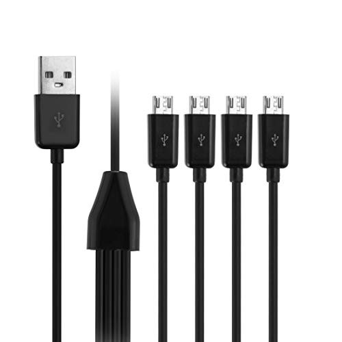 Micro USB Splitter Charge Cable4 in 1 USB 2.0 A Male to Three Micro USB Male 1 to 4 Sync Charging Cable Adapter Cord 0.5m  Black