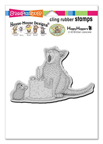 STAMPENDOUS HOUSE MOUSE CLING BDAY KITTY Rubber
