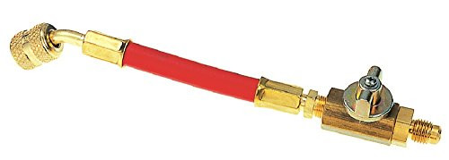 Robinair 18511 Red Flexible 6" A/C Hose Adapter w/Shut-Off Valve - 1/4" MFL x 3/16" FFL