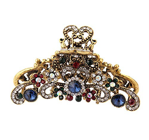 Numblartd Vintage Chic Rhinestone Fancy Hair Catching Hair Claw Clip Hairpin - Retro Alloy Hair Updo Grip Hair Accessories for Women