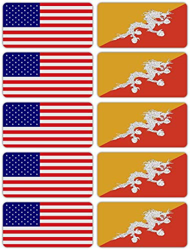 x10  3M Reflective Bhutan and US Flag Stickers   Versatile  and  Safety Decals   Hard hats laptops bikes toolboxes