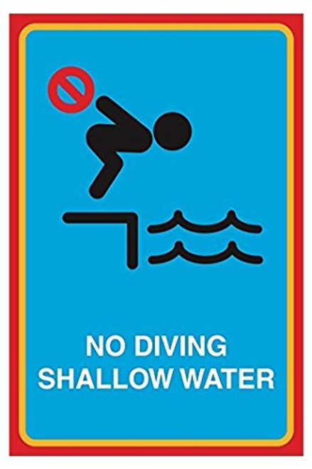 CR Pix No Diving Shallow Water Print Man Swimming Picture Notice Safety Pool Business Sticker Sign for Business Wall Window Any Smooth Surface