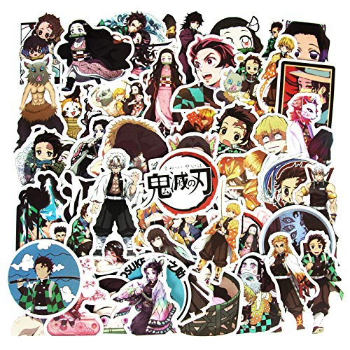 Demon Slayer Kimetsu No Yaiba Anime Stickers 50 Pcs Laptop Stickers for Teens Waterproof Vinyl Stickers for Water Bottles Computer Skateboard Bicycle Luggage Decal