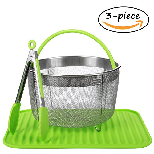 Steamer Basket for 6qt Instant Pot Accessories with Silicone Mat and Tongs - Fits IP InstaPot Pressure Cooker - Insta Pot Steaming Basket - Veggie Steamer Basket - Steamer Insert Steam Pot 6 Quart Steamer Basket for 6qt Instant Pot Accessories with Silicone Mat and Tongs - Fits IP InstaPot Pressure Cooker - Insta Pot Steaming Basket - Veggie Steamer Basket - Steamer Insert Steam Pot 6 Quart
