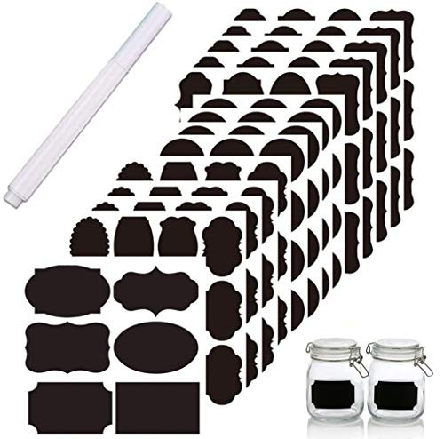TongYong Chalkboard Labels - 162 Premium Reusable Personalized Stickers with White Chalk Marker for Labeling Mason Jars Parties Craft Rooms Weddings and Organize Home  and  Kitchen