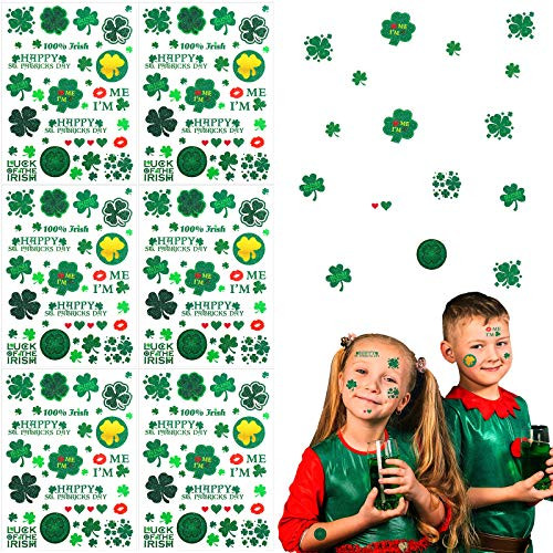 St. Patricks Day Temporary Tattoos Sticker Irish Tattoo Sticker Shamrock Tattoos for Kids Girls Boys Party Supplies  6 Sheets