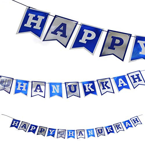 Happy Hanukkah Banner Chanukah Decorations Flag Hanukkah Banner - 5 Feet in Length Happy Hanukkah Banner Chanukah Decorations Flag Hanukkah Banner - 5 Feet in Length