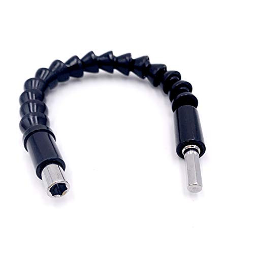 HaQour Flexible Drill Bit Extension - Magnetic Hex Soft Shaft Flexible Screwdriver Extension for Connect Drive Shaft Tip Drill Bit Kit Adaptor  Set of 2 Black