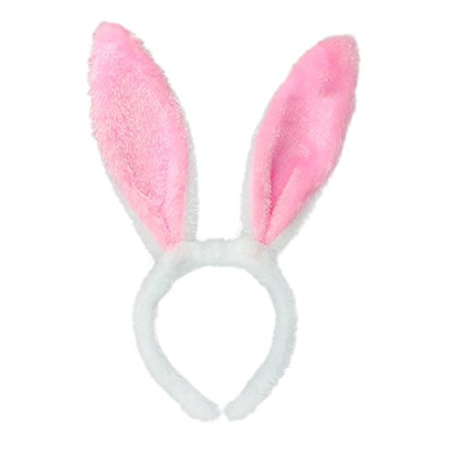 Jialili Bunny Ears Headbands Easter Rabbit Ear Hairband Easter Party Plush Headwear Cosplay Hair Accessories Animal Theme Party Costume  Pink