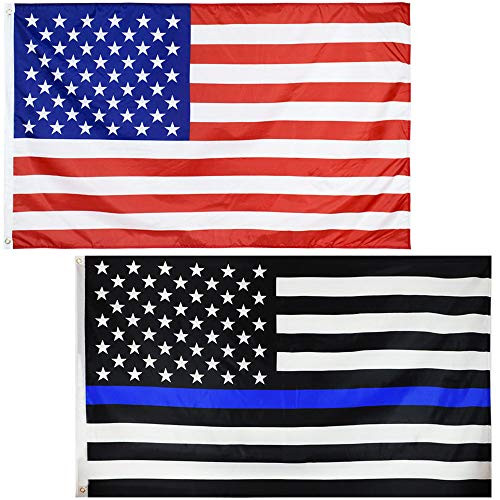 KALENO Thin Blue Line Flag and American Flag - 3x5 Ft Outdoor Police Lives Matter Flag with Blue Stripe. Blue Lives Double Side Flag USA Honoring Law Enforcement Officers
 KALENO Thin Blue Line Flag and American Flag - 3x5 Ft Outdoor Police Lives Matter Flag with Blue Stripe. Blue Lives Double Side Flag USA Honoring Law Enforcement Officers
